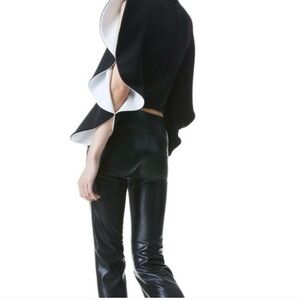 NWT Alice + Olivia Black Women's top with white "open" sleeves